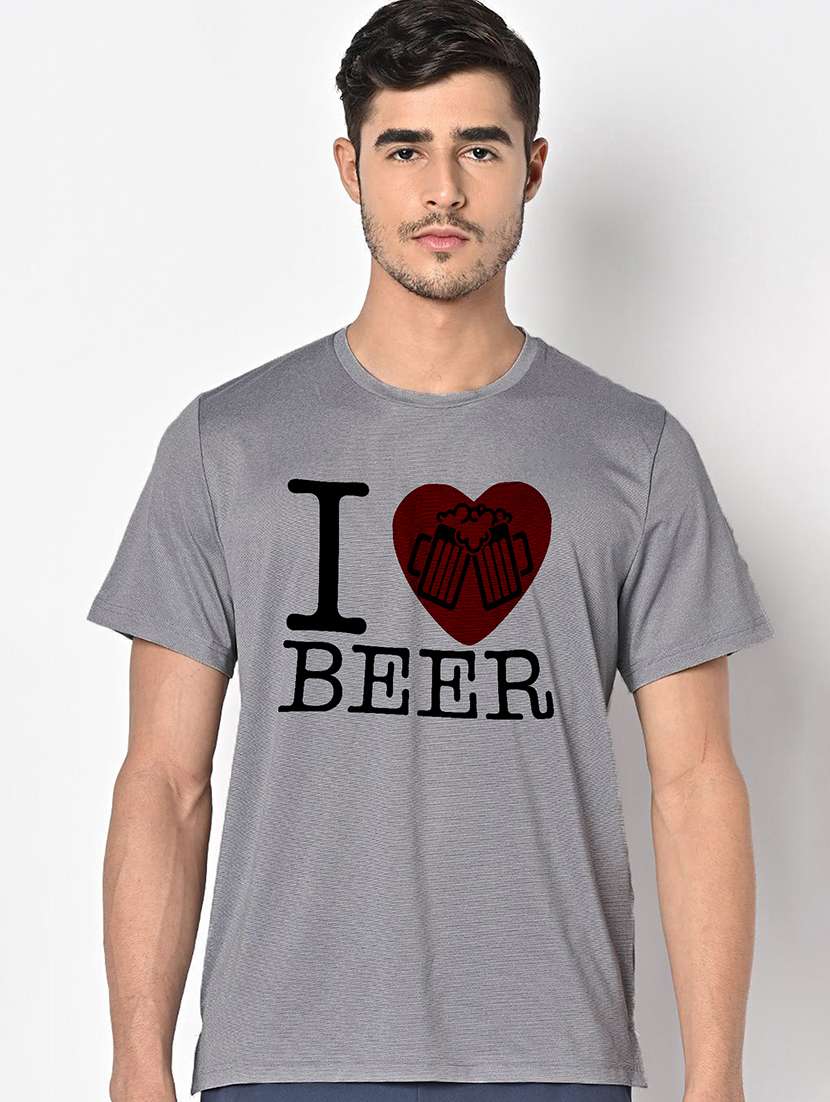 men grey round neck regular fit t-shirt - 21842486 -  Zoom Image - 0