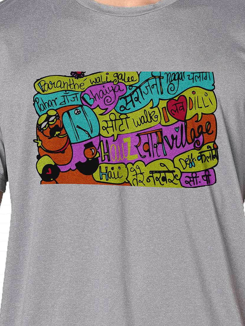 men grey round neck regular fit t-shirt - 21842489 - Standard Image - 3