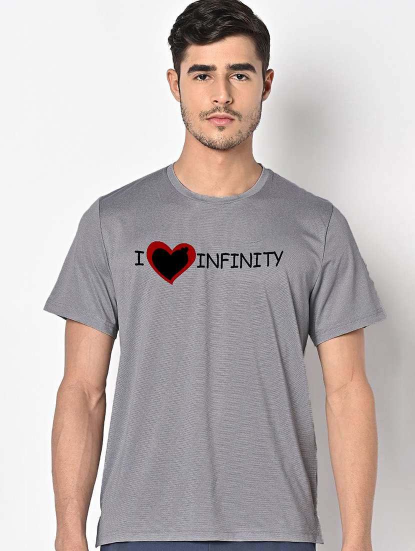 men grey round neck regular fit t-shirt