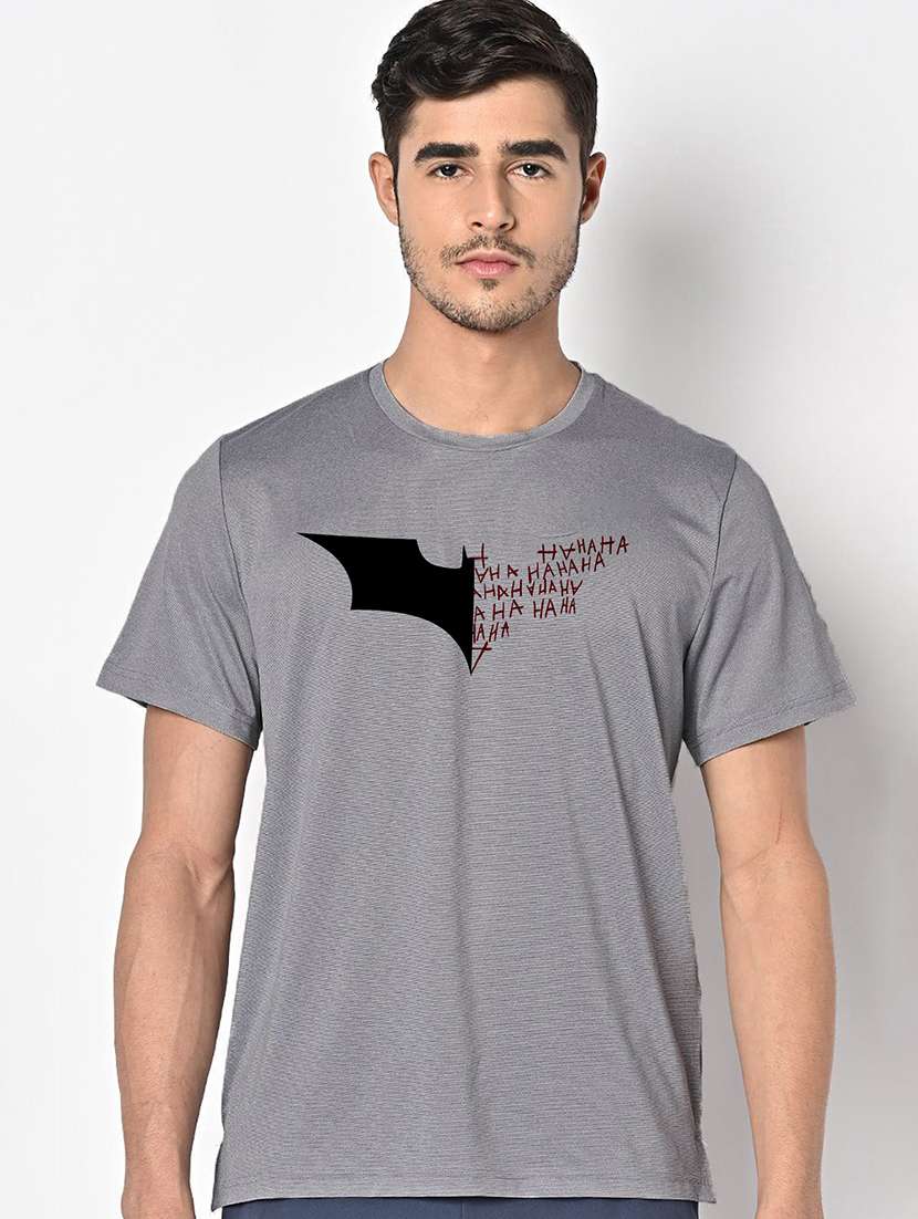 men grey round neck regular fit t-shirt
