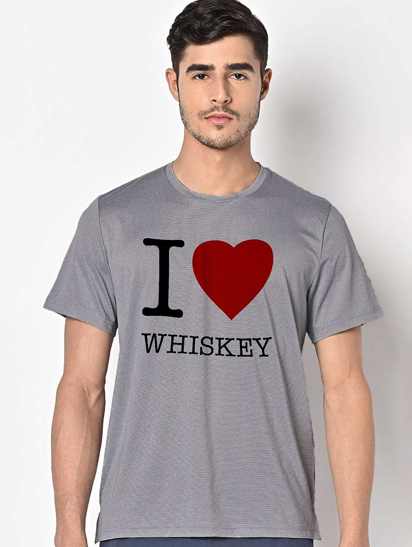 men grey round neck regular fit t-shirt