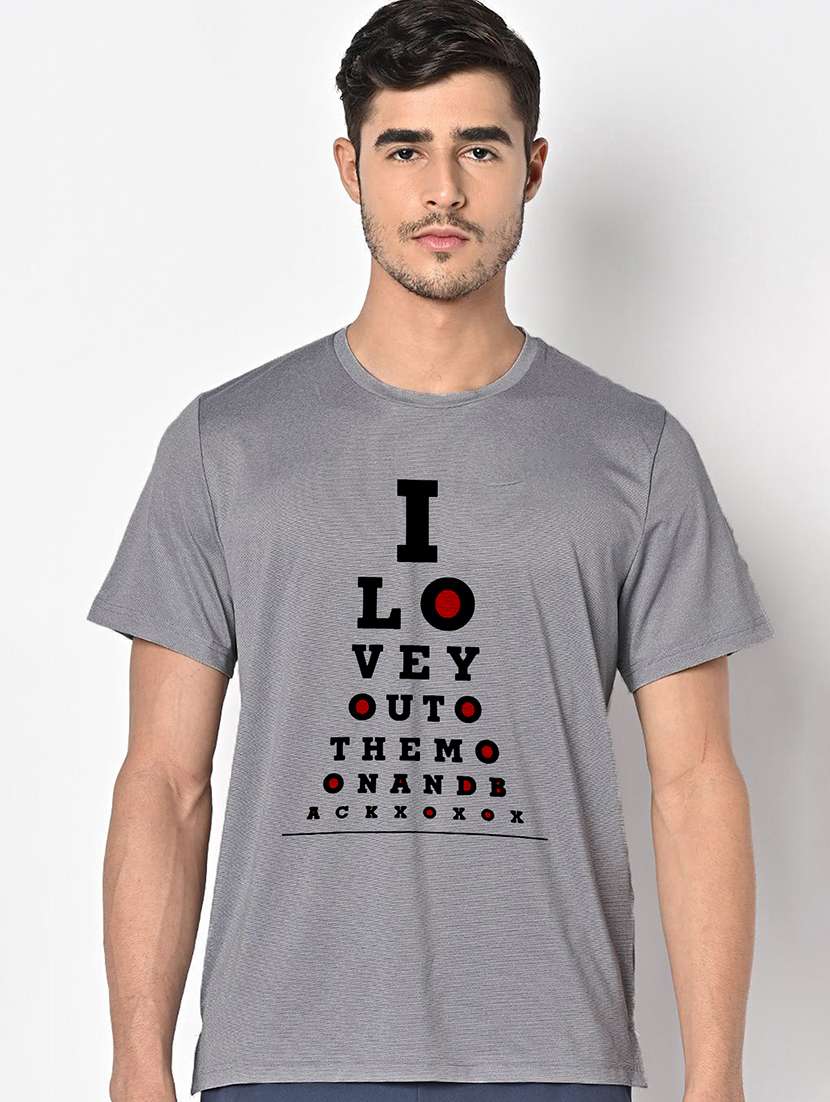 men grey round neck regular fit t-shirt