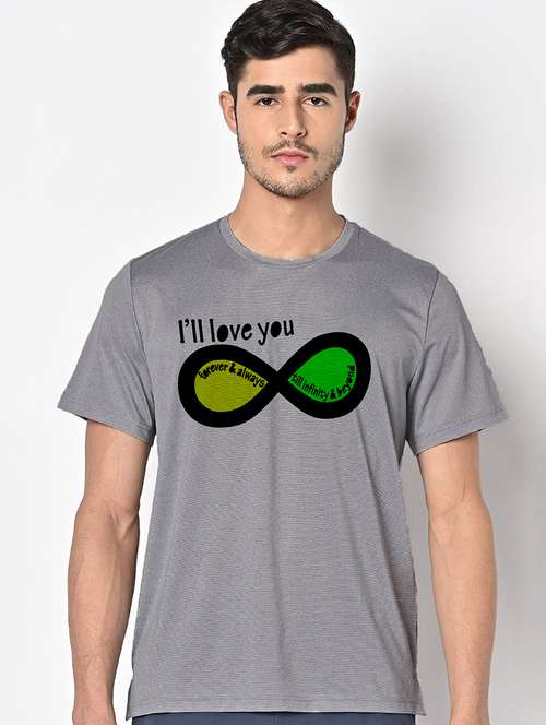 men grey round neck regular fit t-shirt - 21842505 -  Standard Image - 0