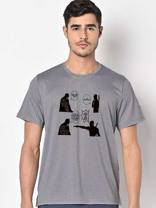 men grey round neck regular fit t-shirt - 21842526 -  Standard Image - 0