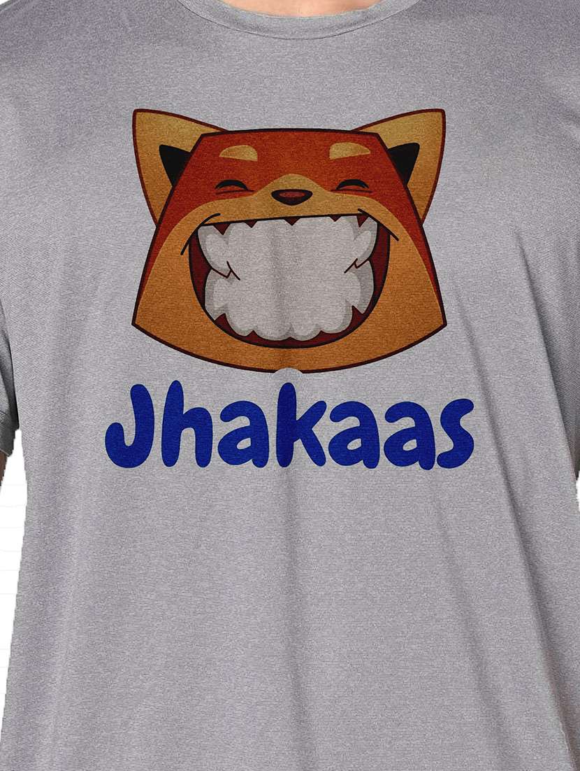 men grey round neck regular fit t-shirt - 21842536 -  Standard Image - 3