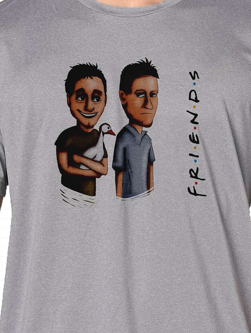 men grey round neck regular fit t-shirt - 21842538 -  Standard Image - 3