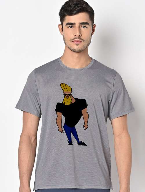 men grey round neck regular fit t-shirt - 21842539 -  Standard Image - 0