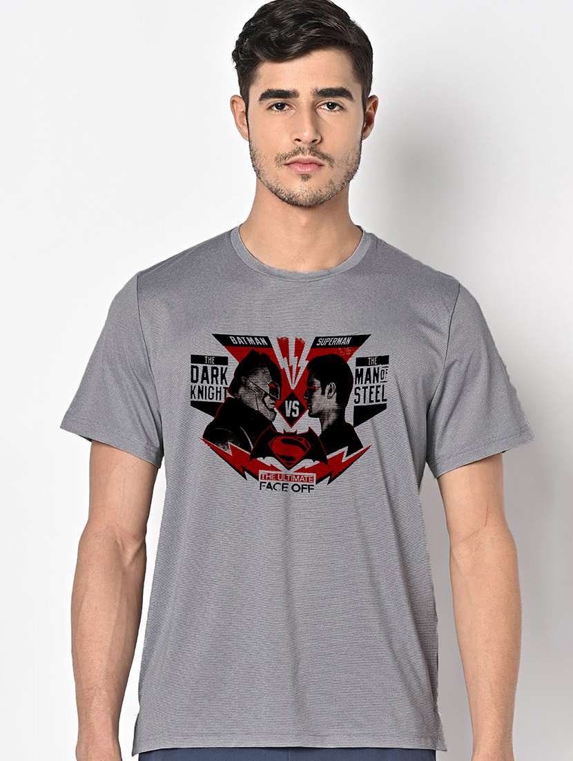 men grey round neck regular fit t-shirt