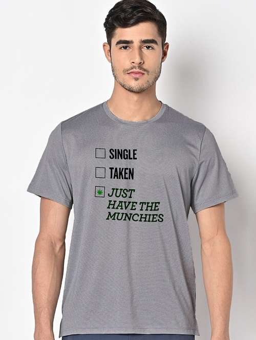 men grey round neck regular fit t-shirt - 21842555 - Standard Image - 0