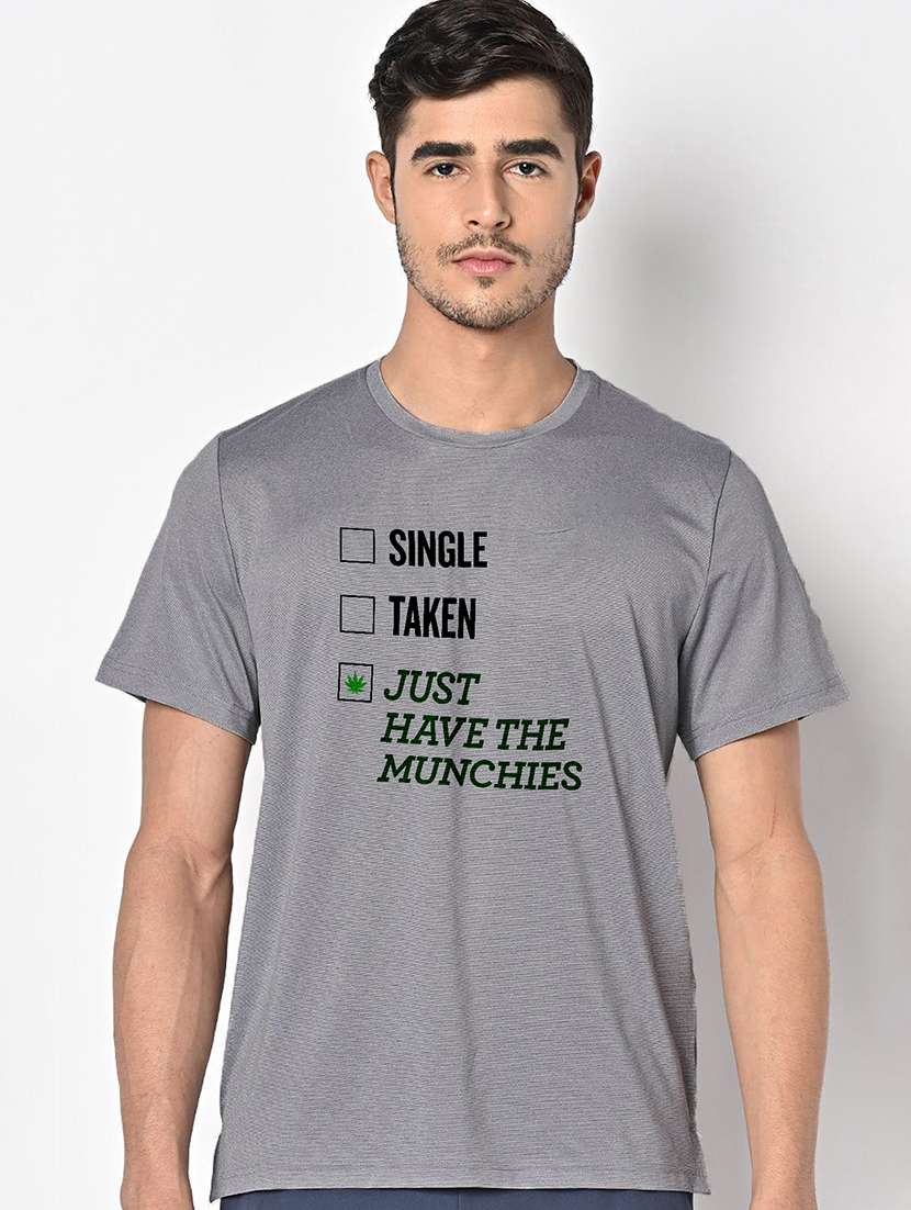 men grey round neck regular fit t-shirt
