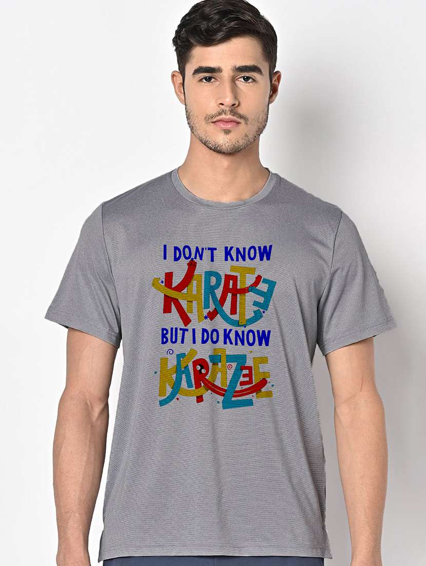 men grey round neck regular fit t-shirt - 21842567 -  Zoom Image - 0