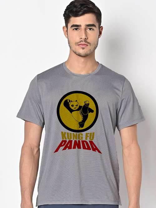 men grey round neck regular fit t-shirt - 21842569 - Standard Image - 0