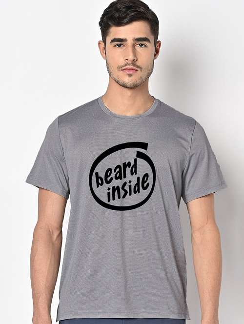 men grey round neck regular fit t-shirt - 21842570 -  Standard Image - 0