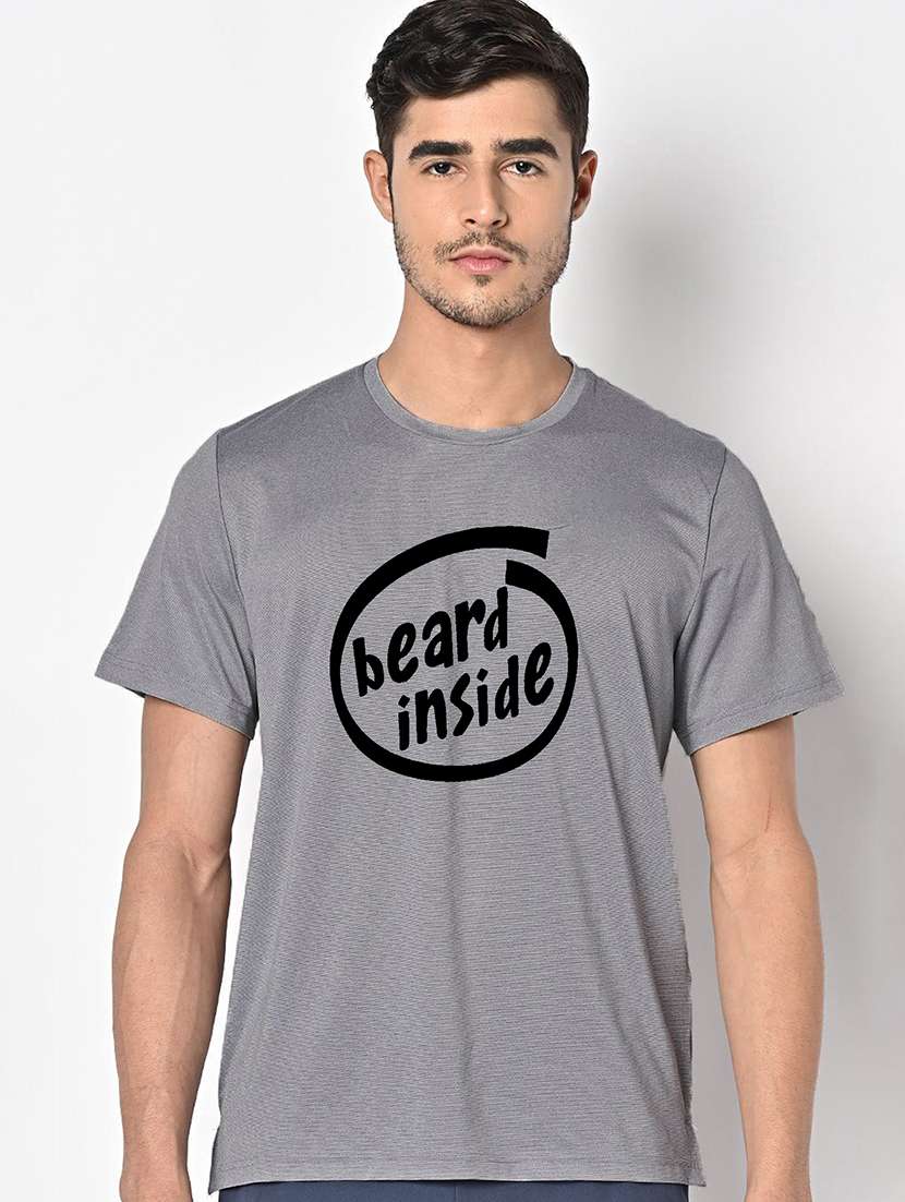 men grey round neck regular fit t-shirt