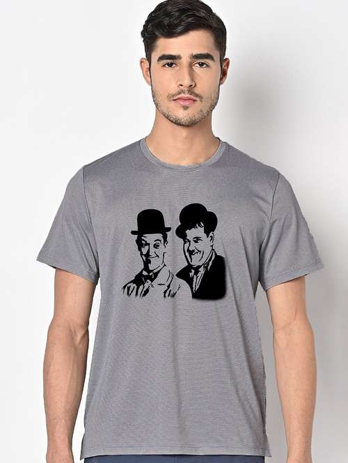 men grey round neck regular fit t-shirt - 21842577 -  Standard Image - 0