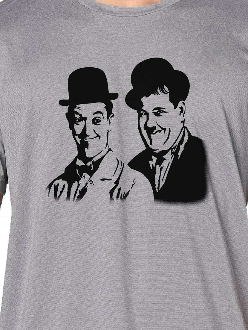 men grey round neck regular fit t-shirt - 21842577 -  Standard Image - 3