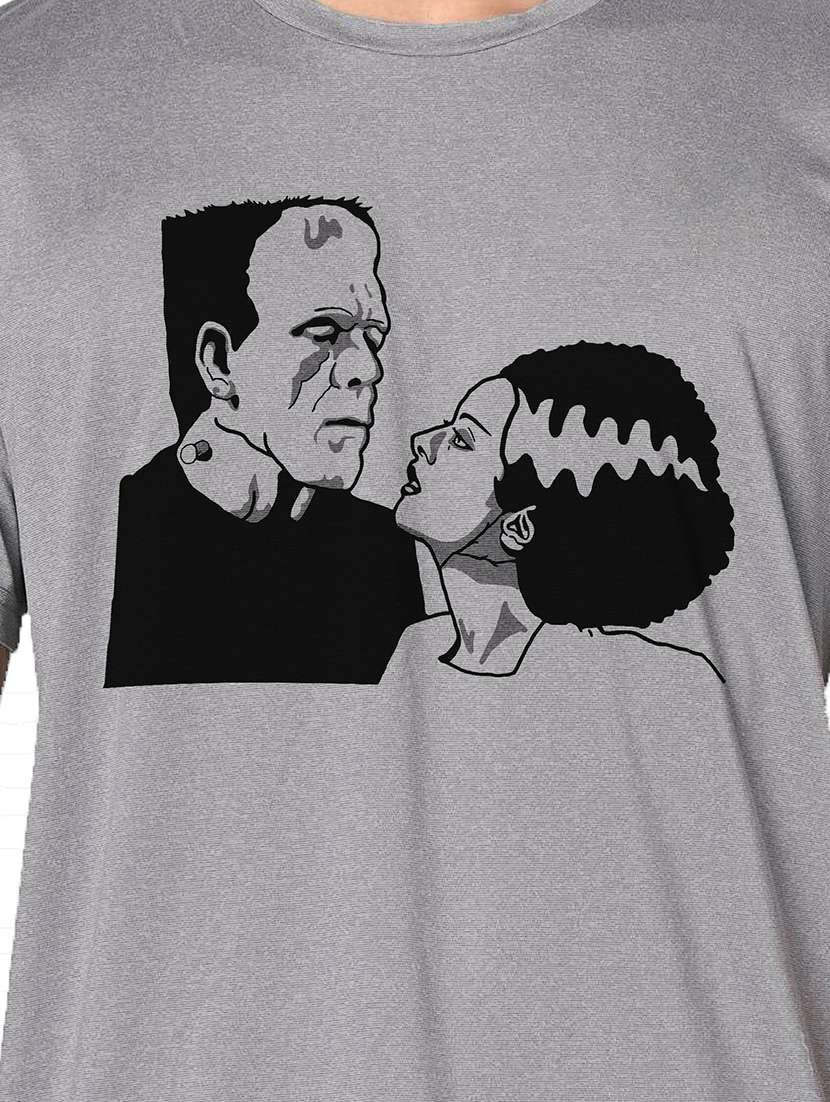 men grey round neck regular fit t-shirt - 21842579 -  Standard Image - 3