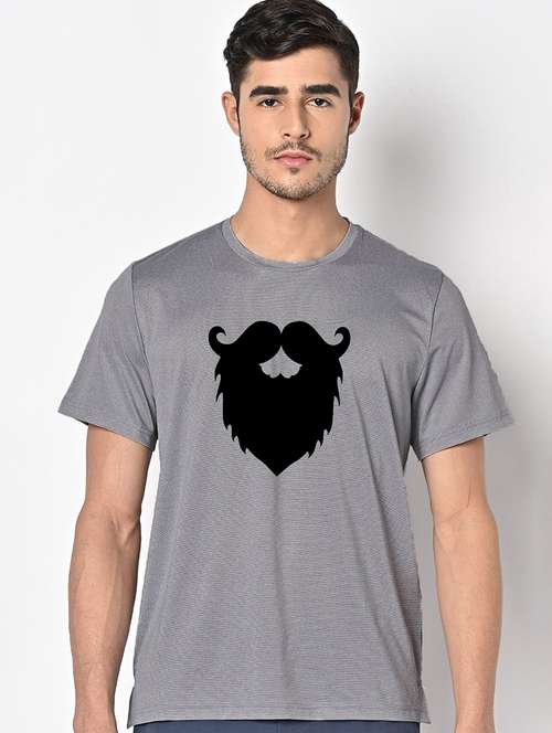 men grey round neck regular fit t-shirt - 21842581 -  Standard Image - 0