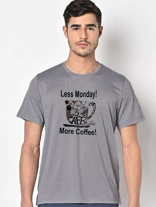 men grey round neck regular fit t-shirt - 21842583 -  Standard Image - 0