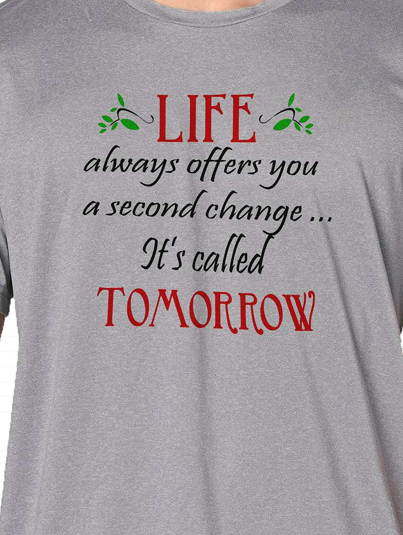 men grey round neck regular fit t-shirt - 21842584 -  Standard Image - 3