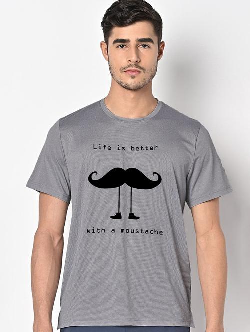 men grey round neck regular fit t-shirt - 21842585 -  Standard Image - 0
