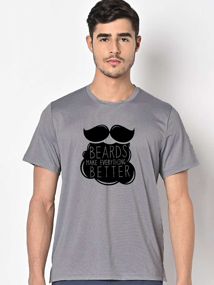 men grey round neck regular fit t-shirt - 21842592 - Zoom Image - 0