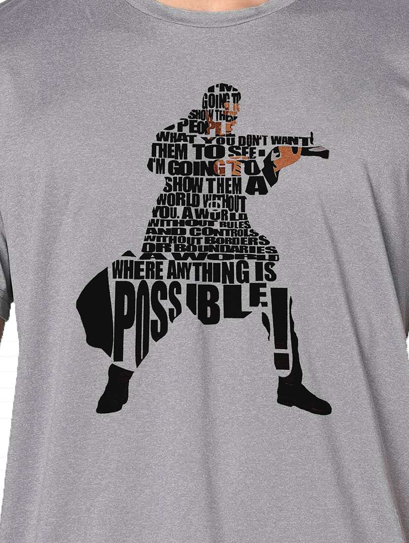 men grey round neck regular fit t-shirt - 21842599 -  Standard Image - 3