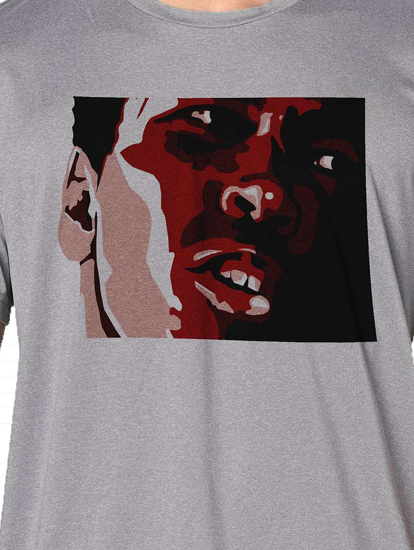 men grey round neck regular fit t-shirt - 21842602 -  Standard Image - 3