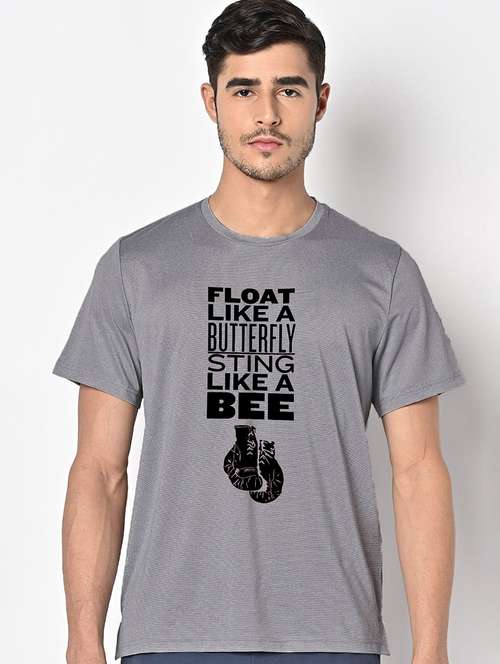 men grey round neck regular fit t-shirt - 21842604 -  Standard Image - 0