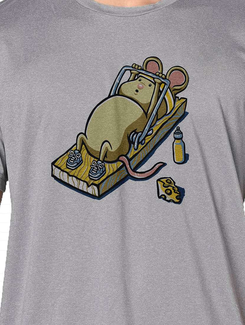 men grey round neck regular fit t-shirt - 21842612 -  Standard Image - 3