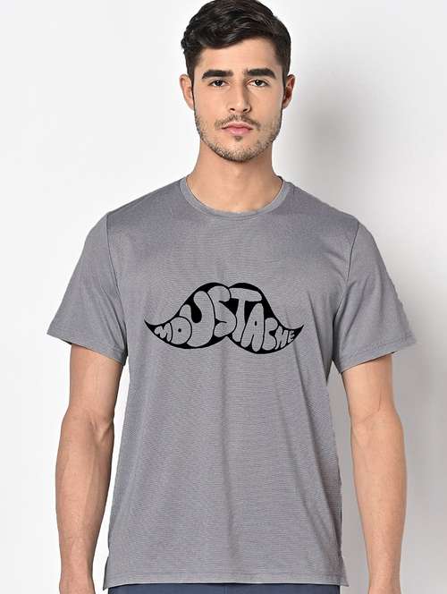 men grey round neck regular fit t-shirt - 21842613 -  Standard Image - 0
