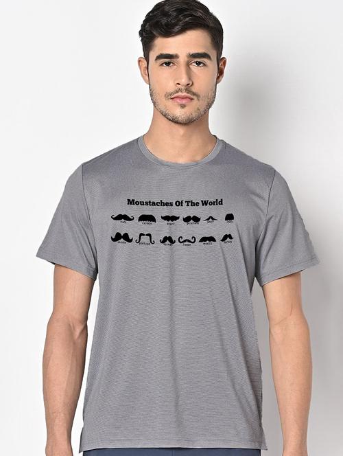 men grey round neck regular fit t-shirt - 21842616 - Standard Image - 0