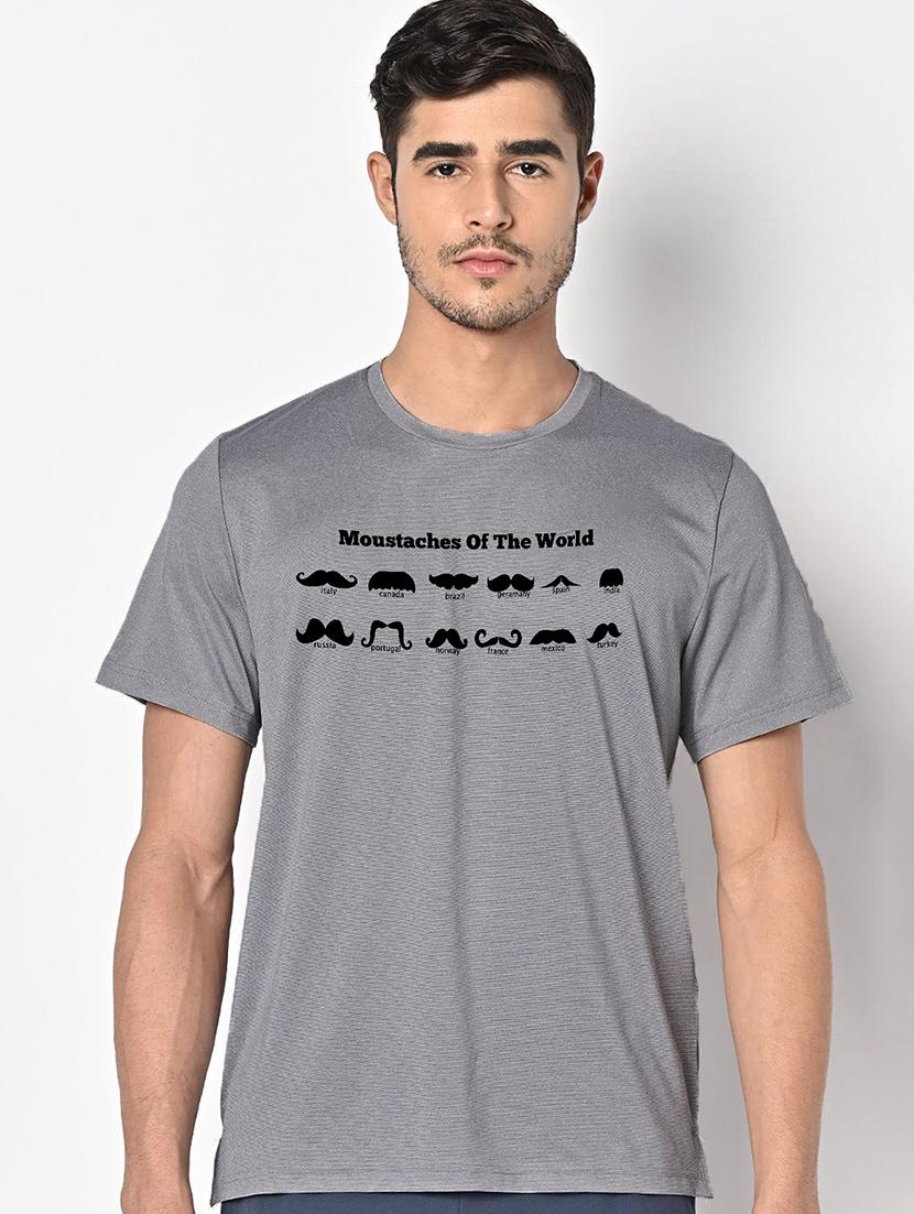 men grey round neck regular fit t-shirt - 21842616 - Zoom Image - 0