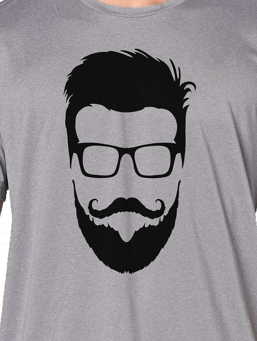 men grey round neck regular fit t-shirt - 21842618 -  Standard Image - 3