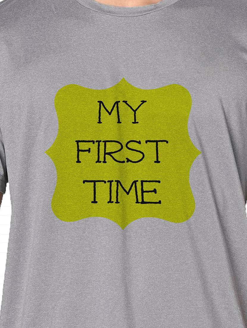 men grey round neck regular fit t-shirt - 21842627 -  Standard Image - 3