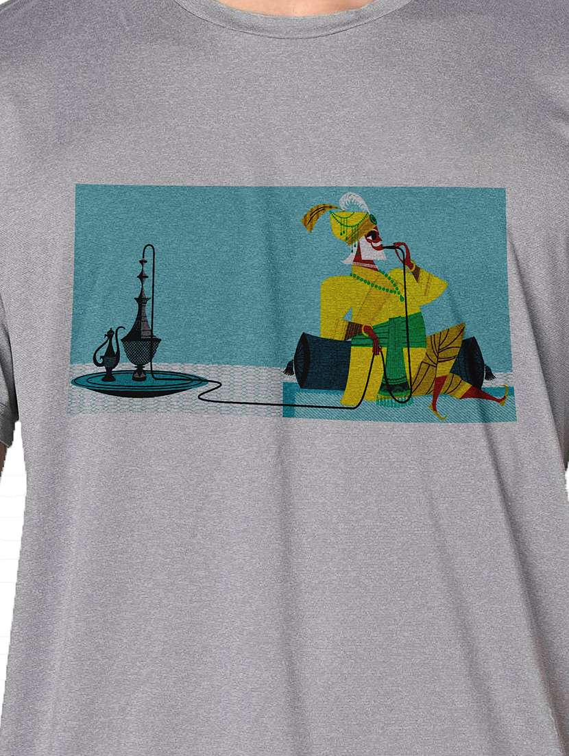 men grey round neck regular fit t-shirt - 21842630 -  Standard Image - 3