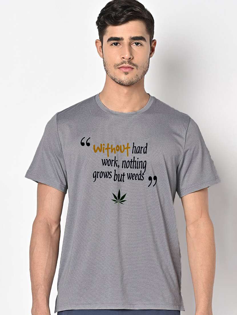 men grey round neck regular fit t-shirt