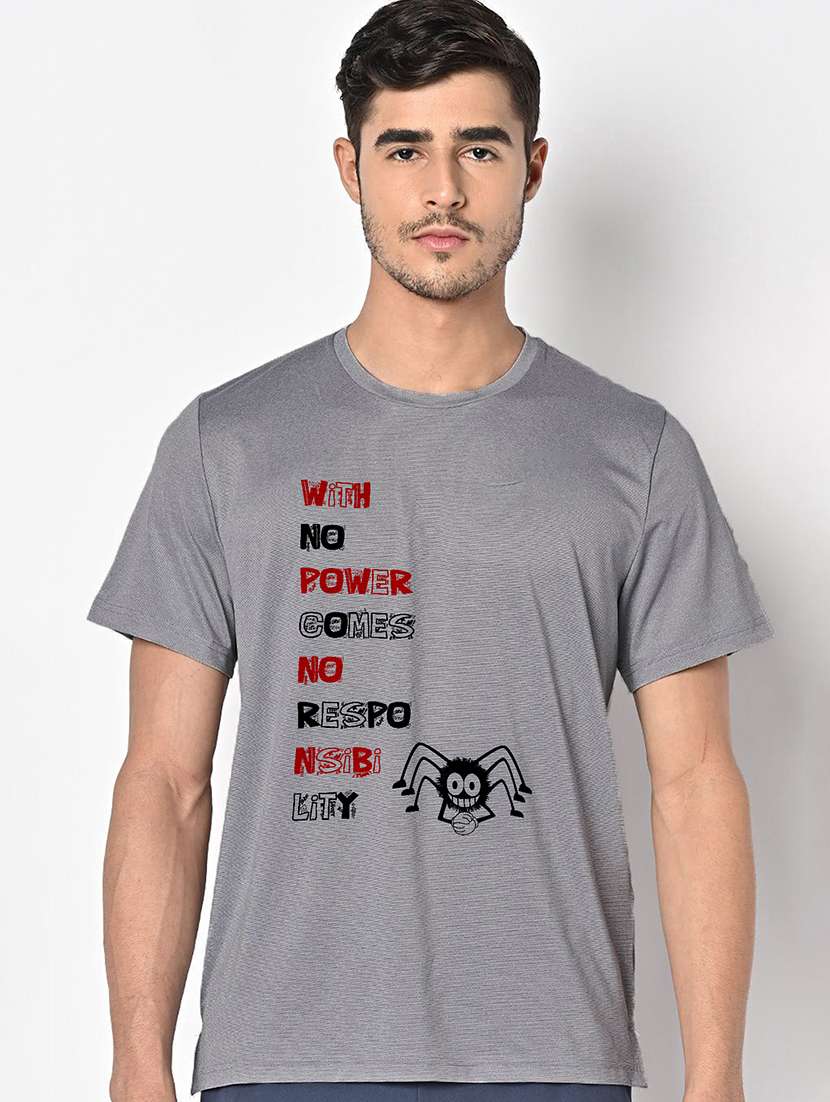 men grey round neck regular fit t-shirt - 21842635 - Zoom Image - 0