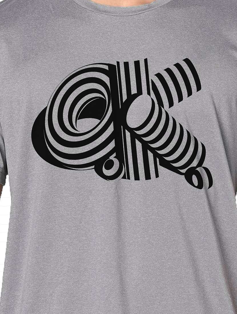 men grey round neck regular fit t-shirt - 21842641 -  Standard Image - 3