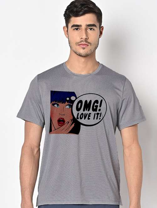 men grey round neck regular fit t-shirt - 21842642 -  Standard Image - 0