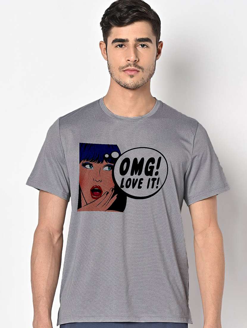 men grey round neck regular fit t-shirt - 21842642 -  Zoom Image - 0