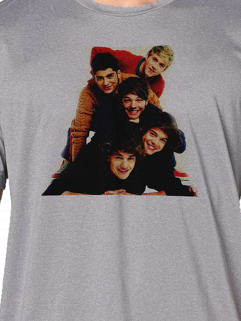 men grey round neck regular fit t-shirt - 21842644 -  Standard Image - 3