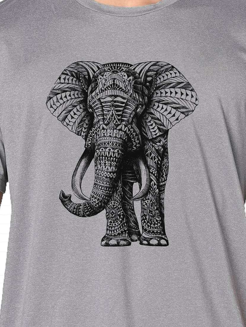 men grey round neck regular fit t-shirt - 21842646 -  Standard Image - 3