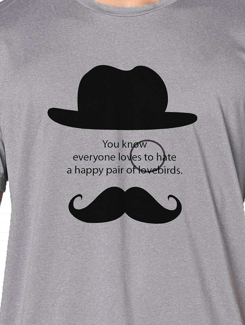 men grey round neck regular fit t-shirt - 21842648 -  Standard Image - 3