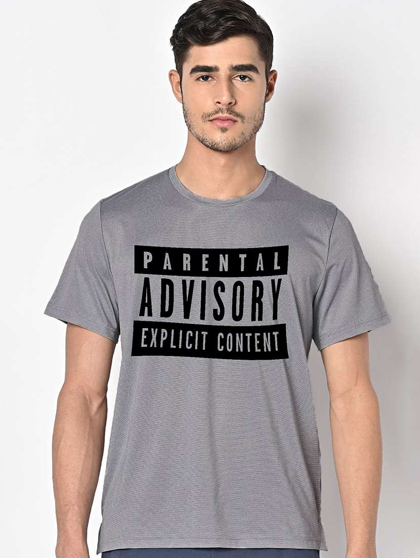 men grey round neck regular fit t-shirt