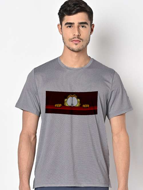 men grey round neck regular fit t-shirt - 21842652 -  Standard Image - 0
