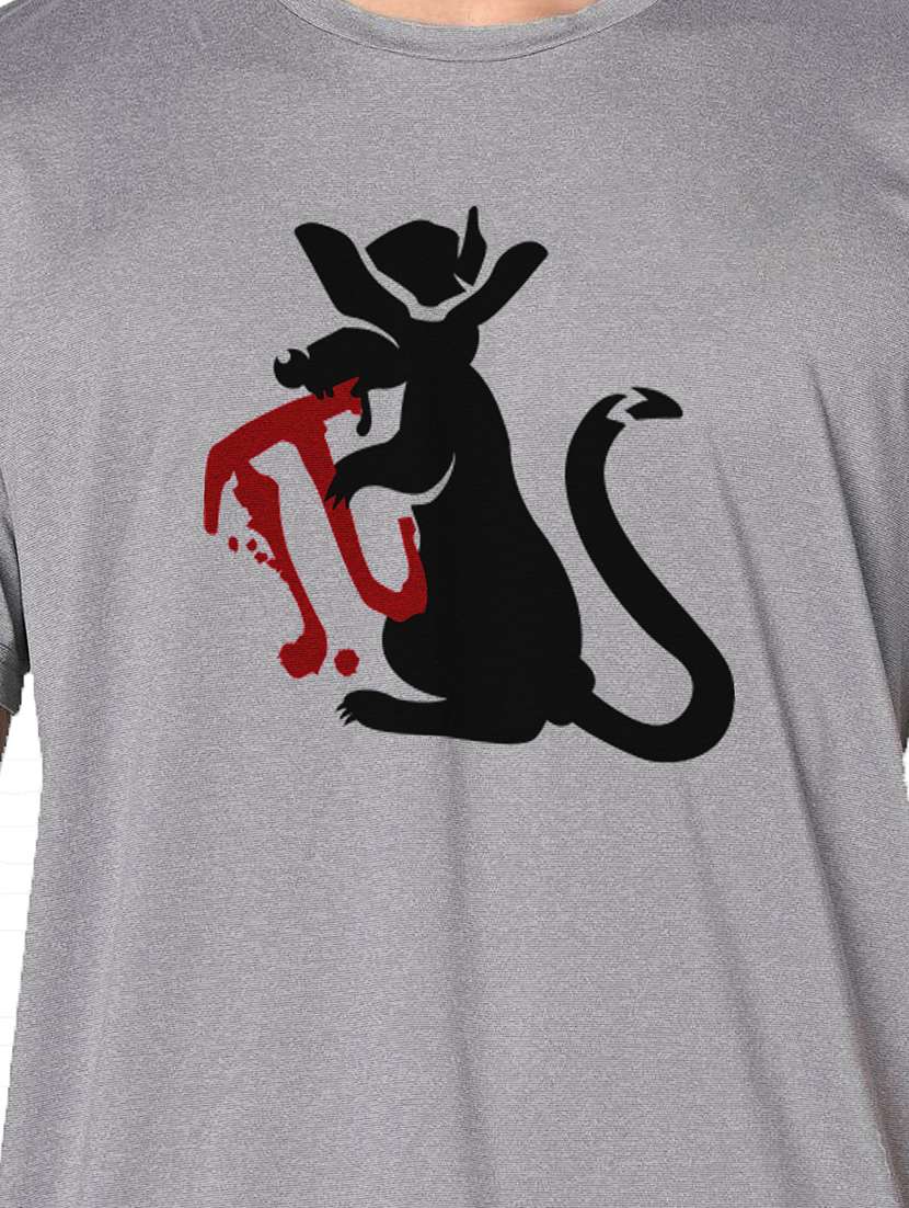 men grey round neck regular fit t-shirt - 21842654 -  Standard Image - 3