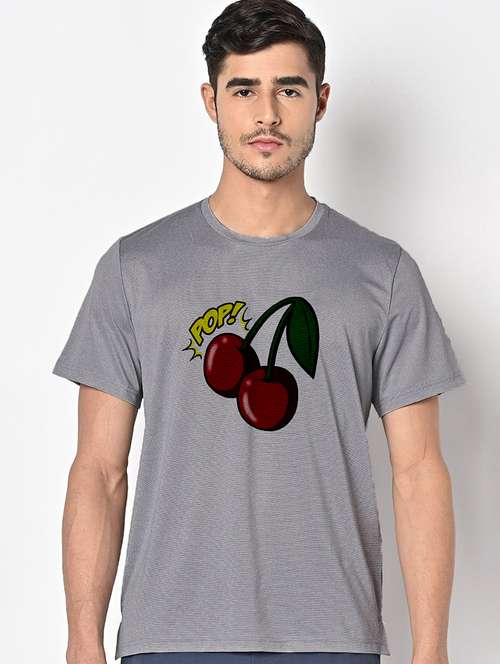 men grey round neck regular fit t-shirt - 21842657 -  Standard Image - 0