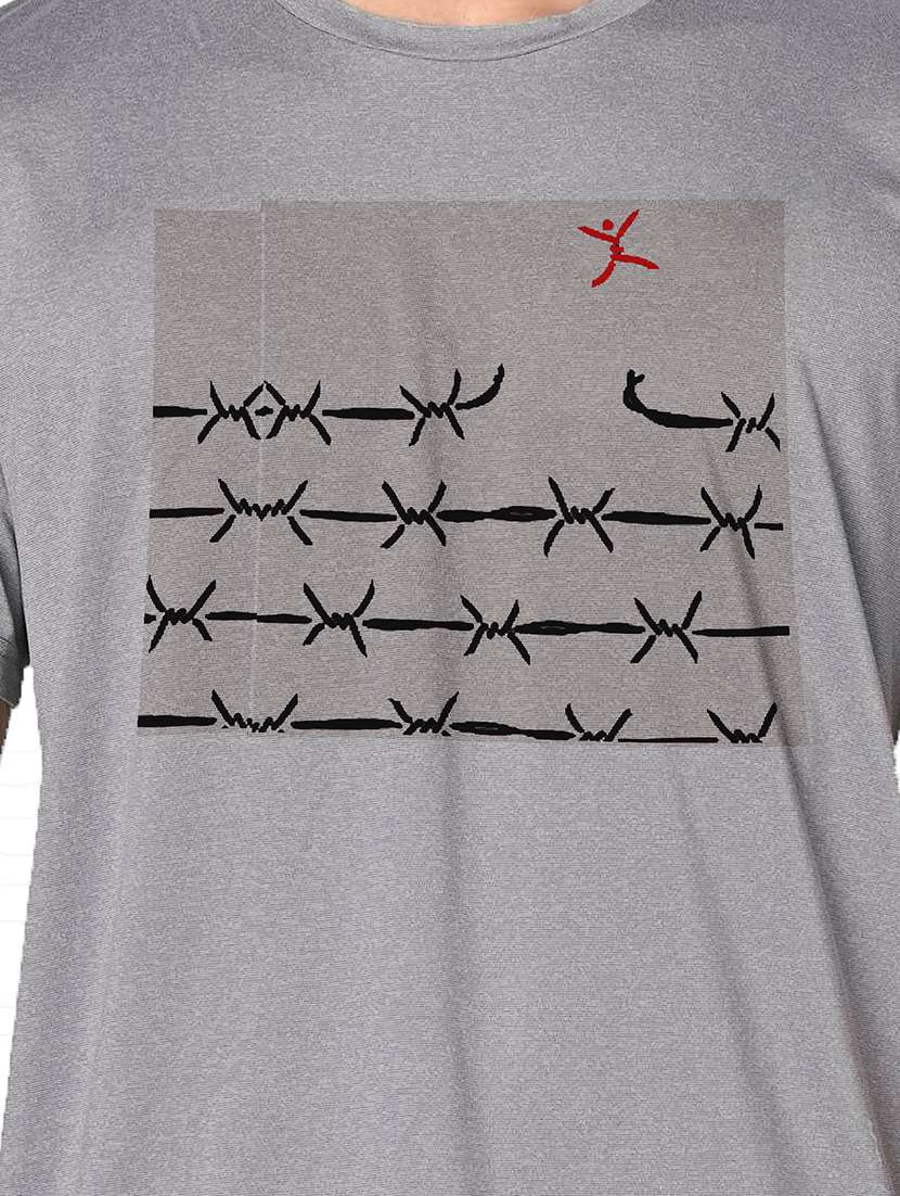 men grey round neck regular fit t-shirt - 21842669 -  Standard Image - 3