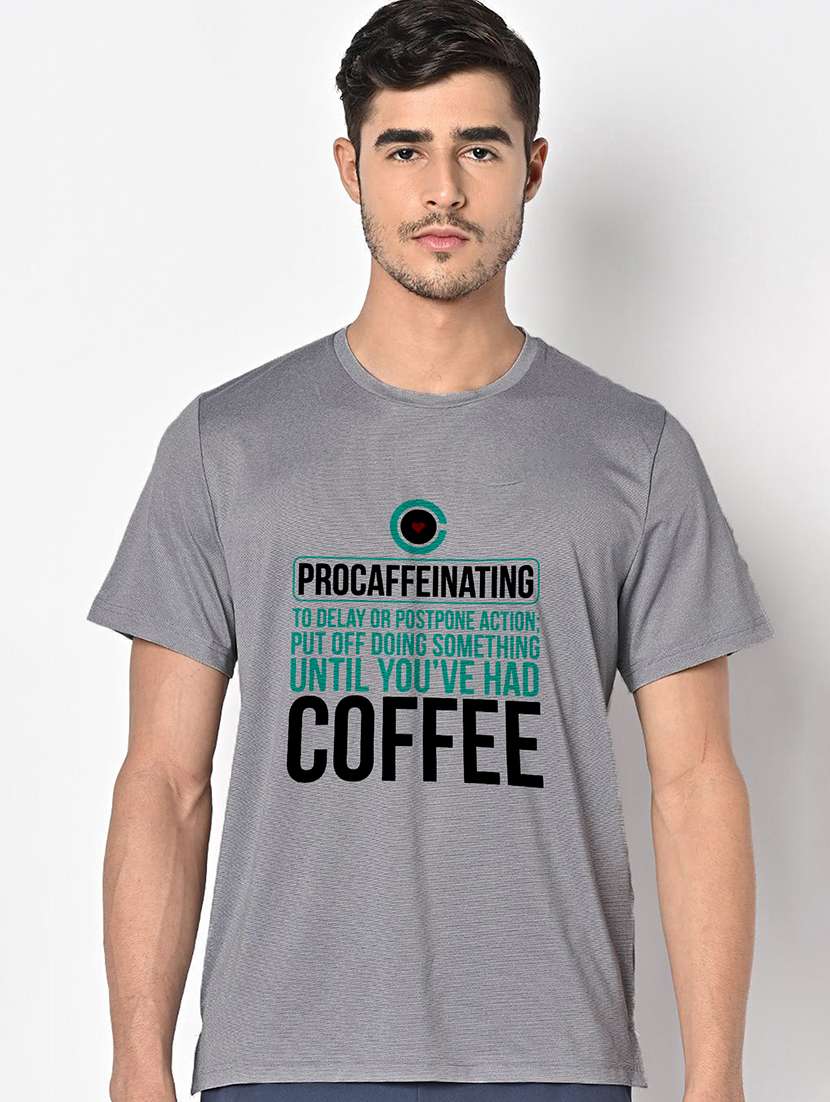 men grey round neck regular fit t-shirt